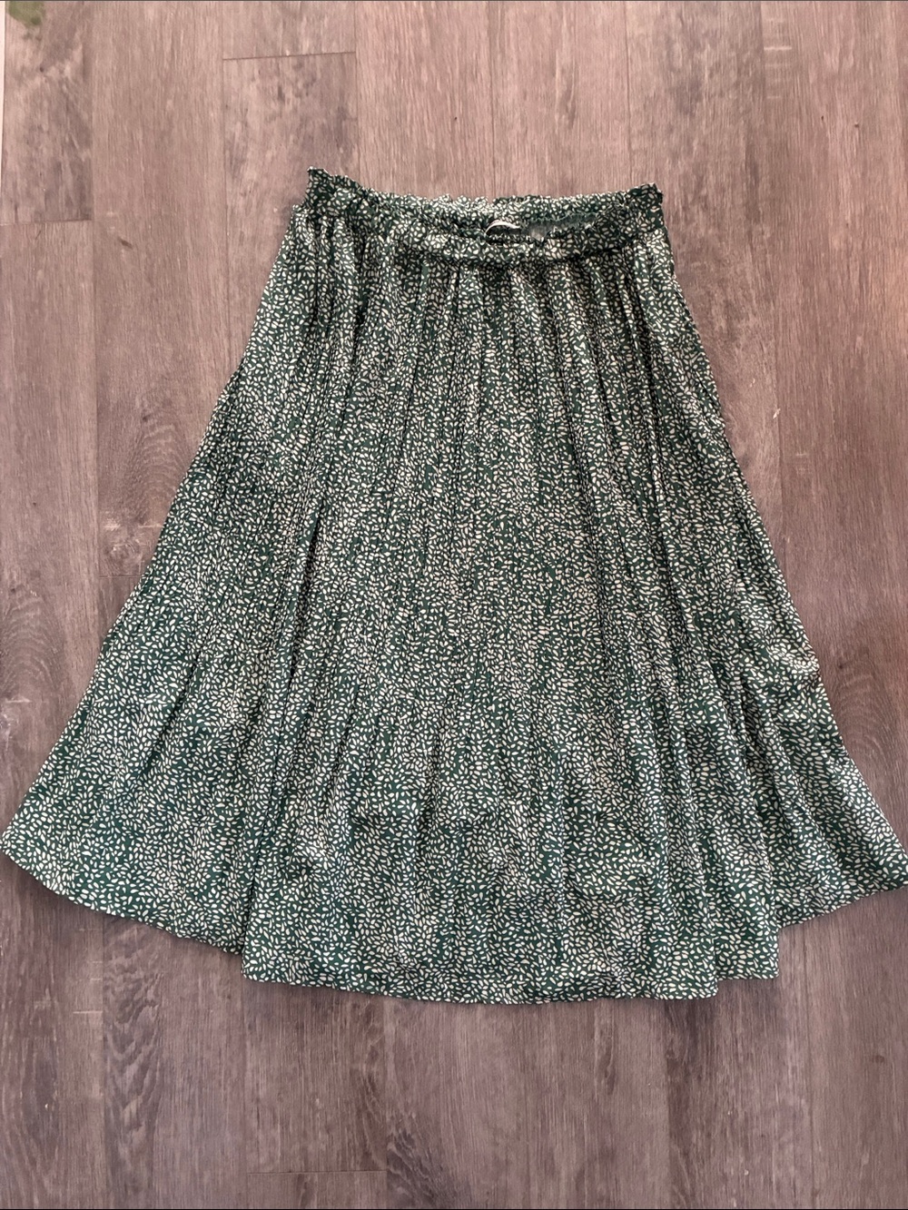 zeagoo Green Printed A-Line Midi Skirt